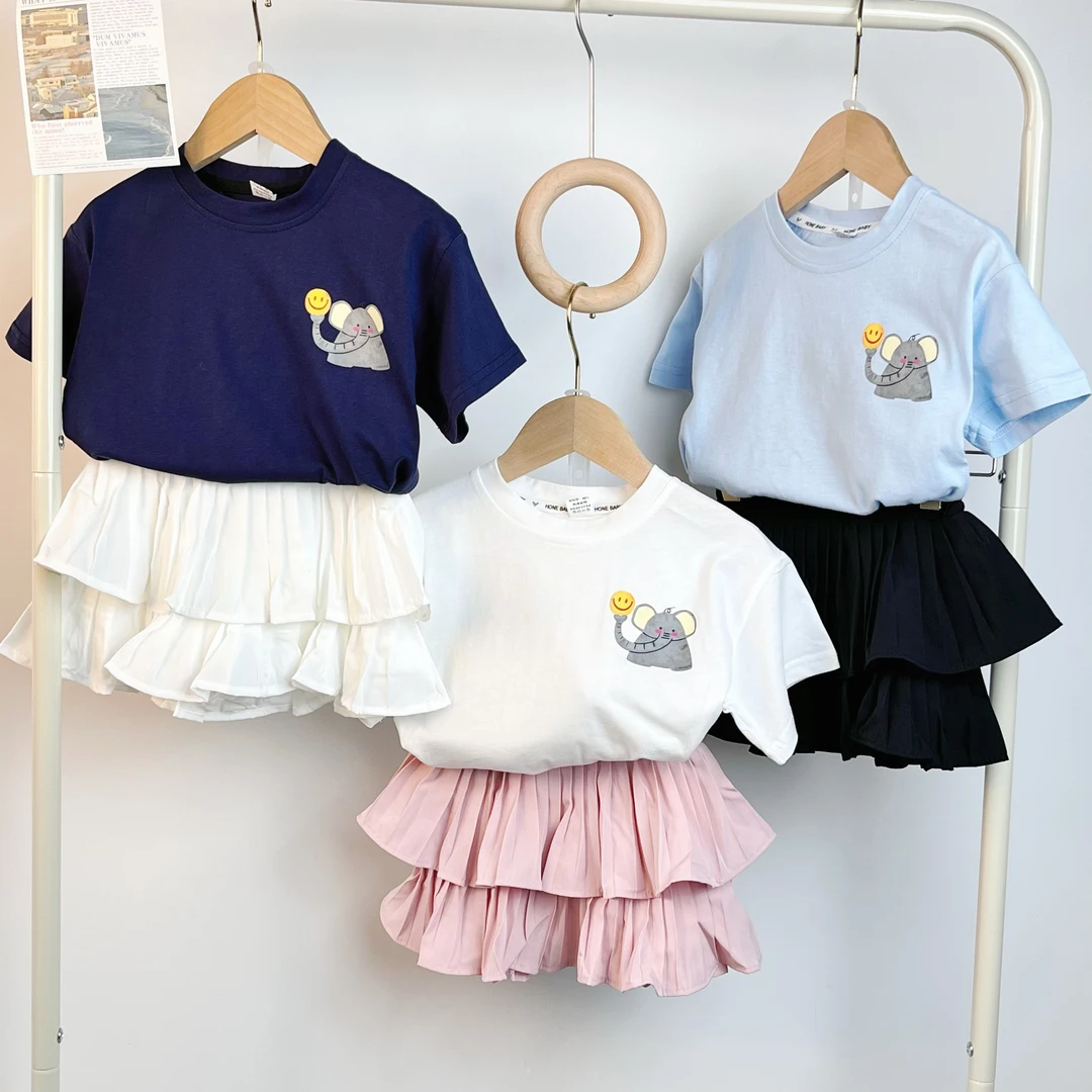 笑脸象韩版女童夏季新款穿搭百搭短袖T恤时尚洋气2025