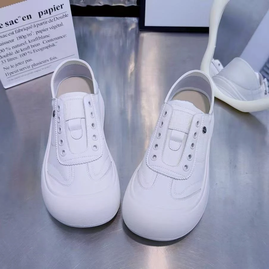 防滑一脚蹬平底薄款时尚休闲鞋白色厚底欧若假日风601