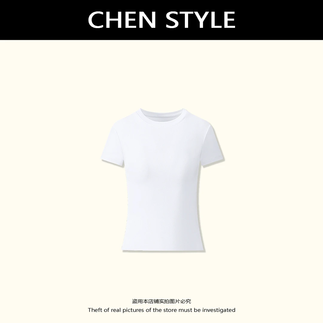 楚楚君【回归经典】春款新款设计感正肩纯色多巴胺色系短袖Y89541