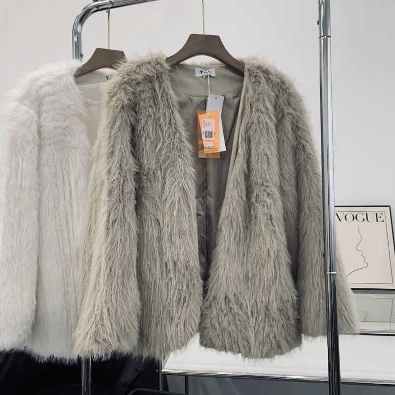 050韩版时尚百搭宽松慵懒风冬季新款开衫气质毛毛外套秋冬网红