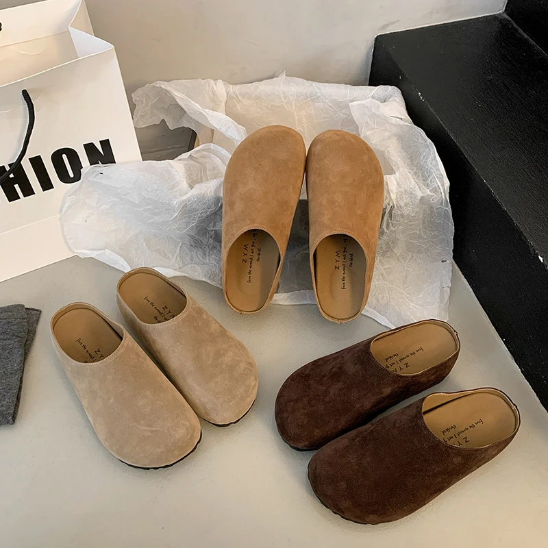 内增高5cm厚底勃肯鞋女外穿春季新款网红百搭复古丑萌包头半拖鞋