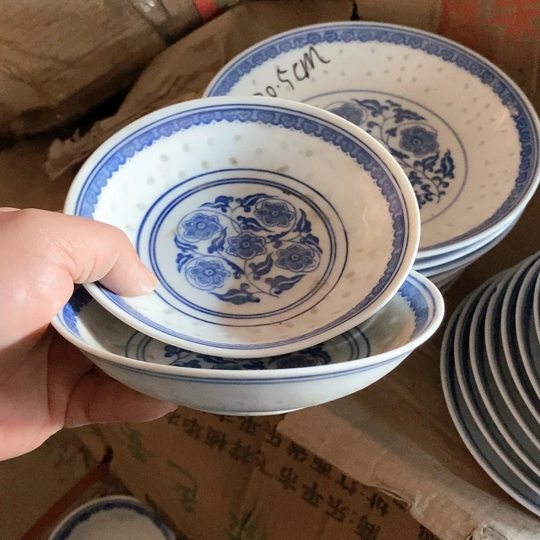 摆件6寸青花玲珑瓷盘