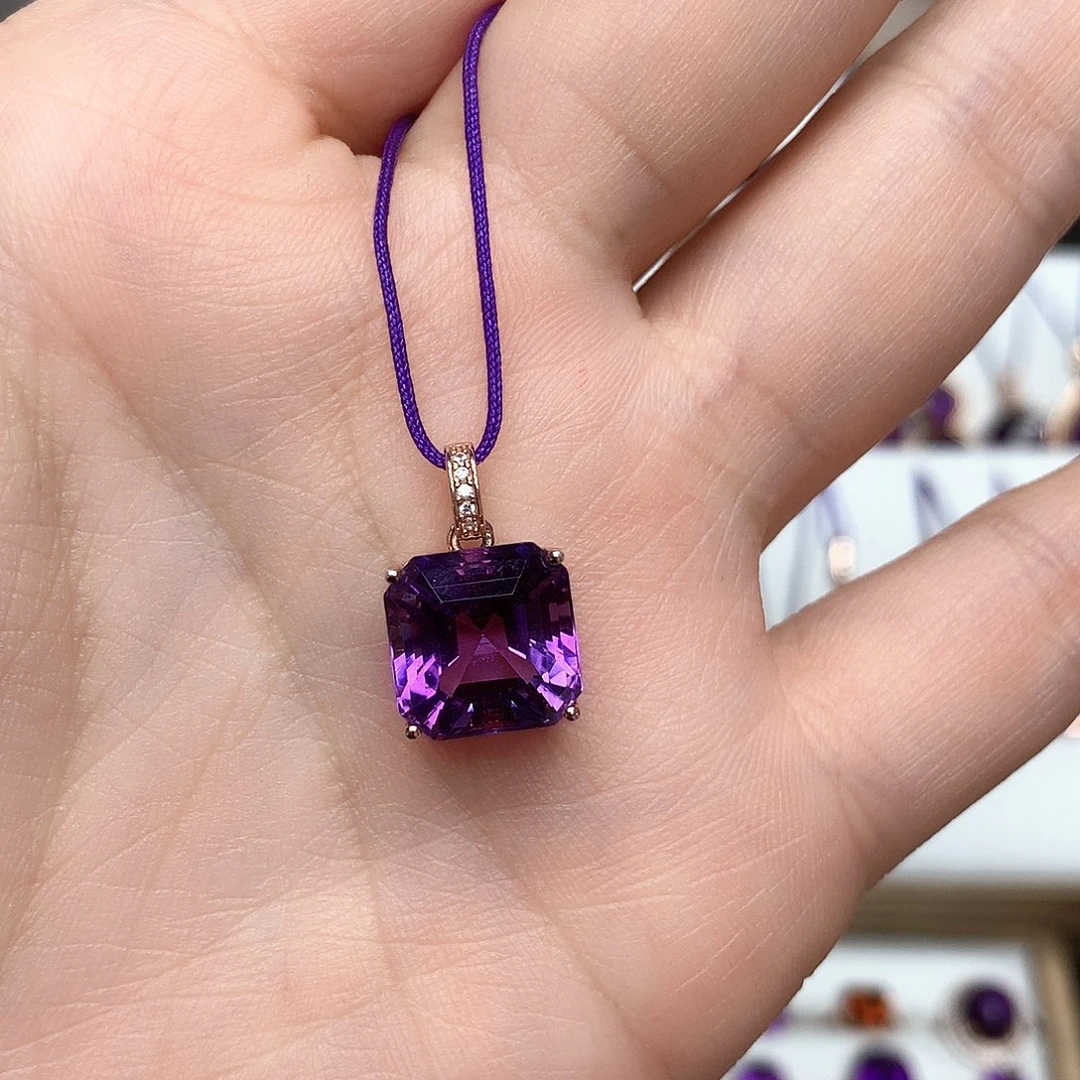 银S925镶嵌吊坠(赠链)紫晶L