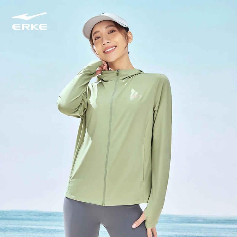 鸿星尔克UPF80+冰感| 女防晒户外跑步健身外套52225003037-yl-xz