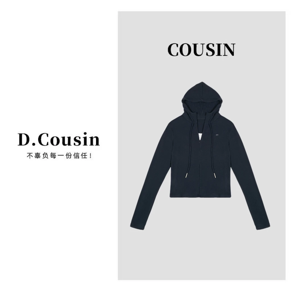 D.cousin 早秋时尚百搭假两件长袖连帽T恤 5097