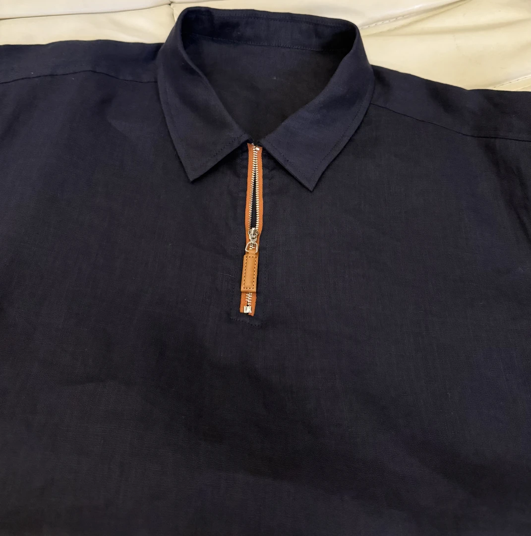 G736【 直播间同款】思 100%亚麻纯色翻领短袖