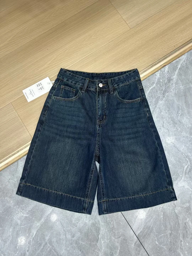 夏季新款五分牛仔裤女复古水洗宽松直筒休闲中裤