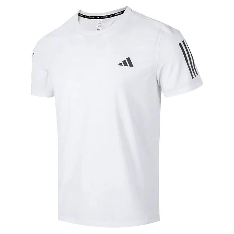 阿迪达斯/adidas男子夏季白色速干半袖圆领透气运动T恤 IK7436