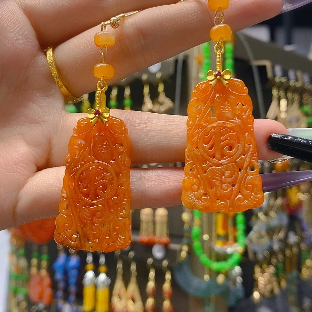 翡翠合金耳饰翡翠