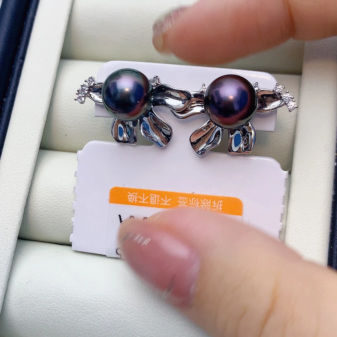海水珍珠耳饰银S925镶嵌W47