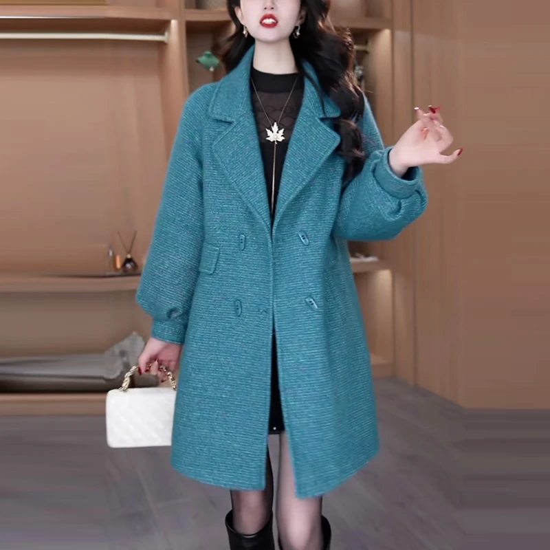 高级感冬季夹棉品质毛呢外套女爆款2025新款时尚气质显瘦高档大衣