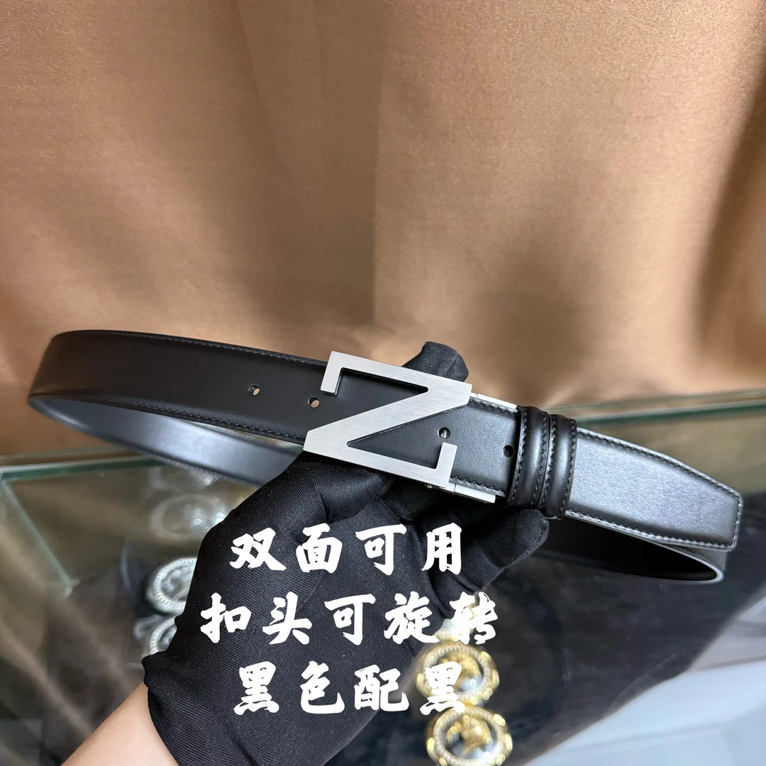 新款男士皮带百搭高档休闲Z字母牛皮腰带青中老年时尚商务年轻潮