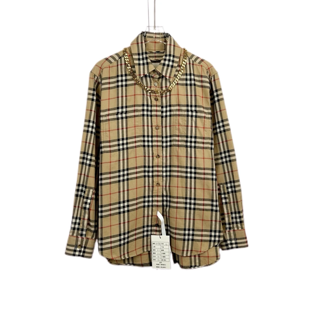 99新 BURBERRY/博柏利 011985  经典格纹链条长袖衬衫 38码