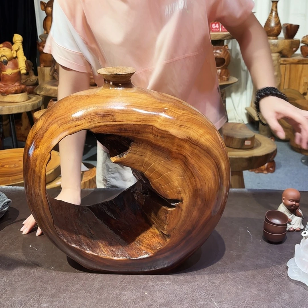 香樟木花瓶摆件工艺品