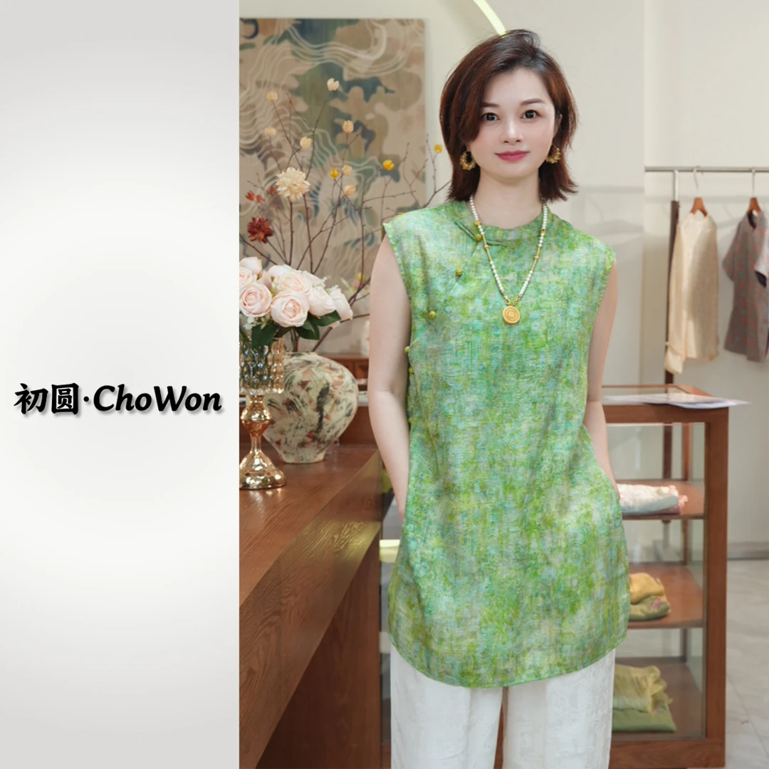 ChoWon【晴川】时尚爆款洋气新中式国风提花无袖衬衫CY119组合