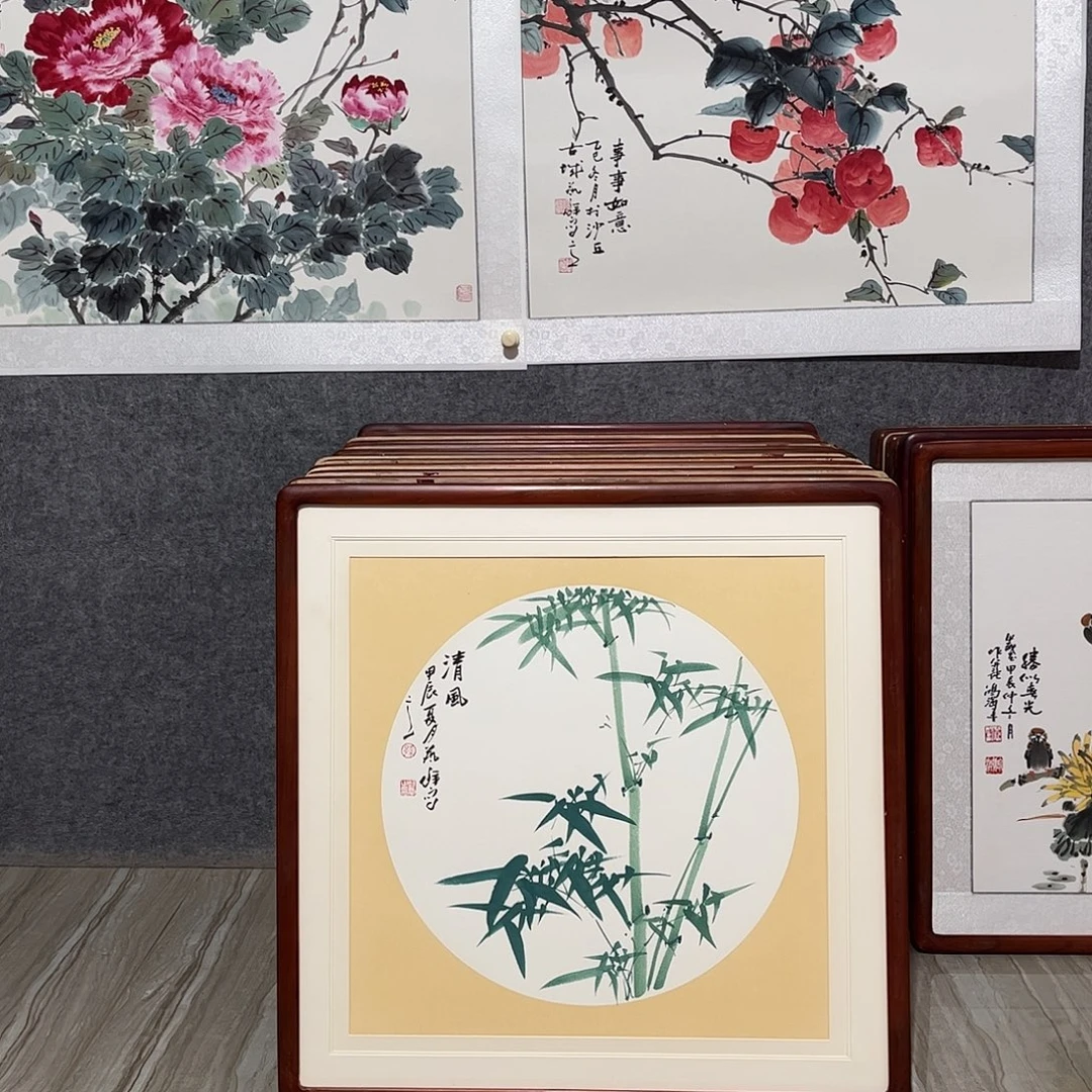 国画书画作品带框.63×63