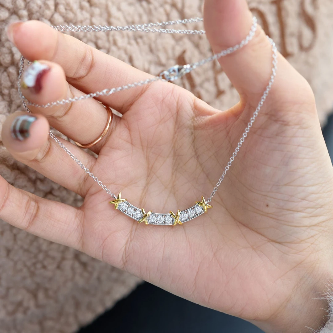 吊坠925银莫桑石 日色微明项链 简约时尚高级轻奢精致百搭