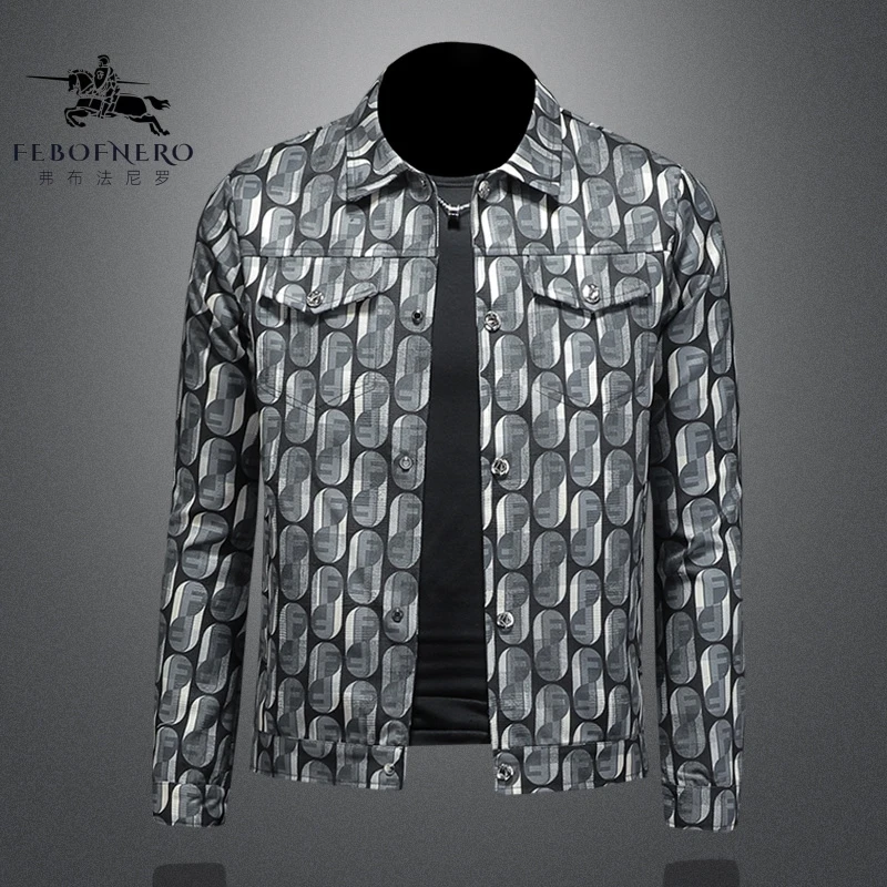 轻奢高级感翻领夹克秋季新款时尚潮牌休闲百搭潮流帅气男士外套