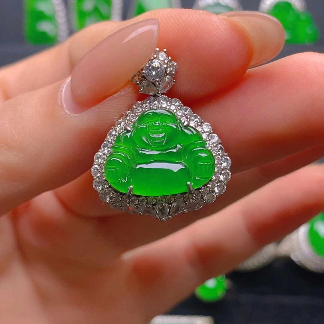 颈饰银S925镶嵌翡翠