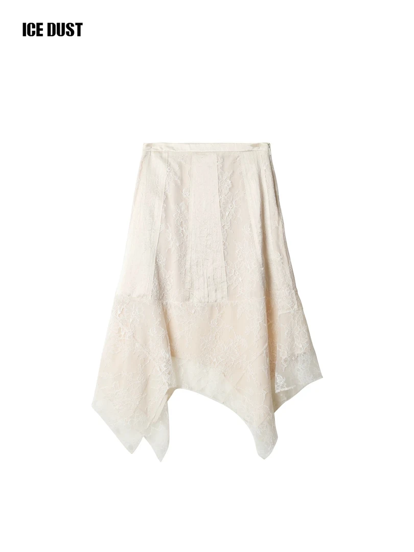 ICE DUST 设计师品牌2025春夏新款不规则蕾丝拼接吊带半身裙女
