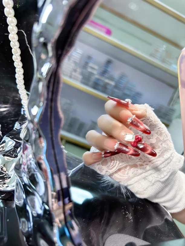 【编号101-200】纯手工穿戴甲可拆卸重复佩戴显白气质猫眼手绘