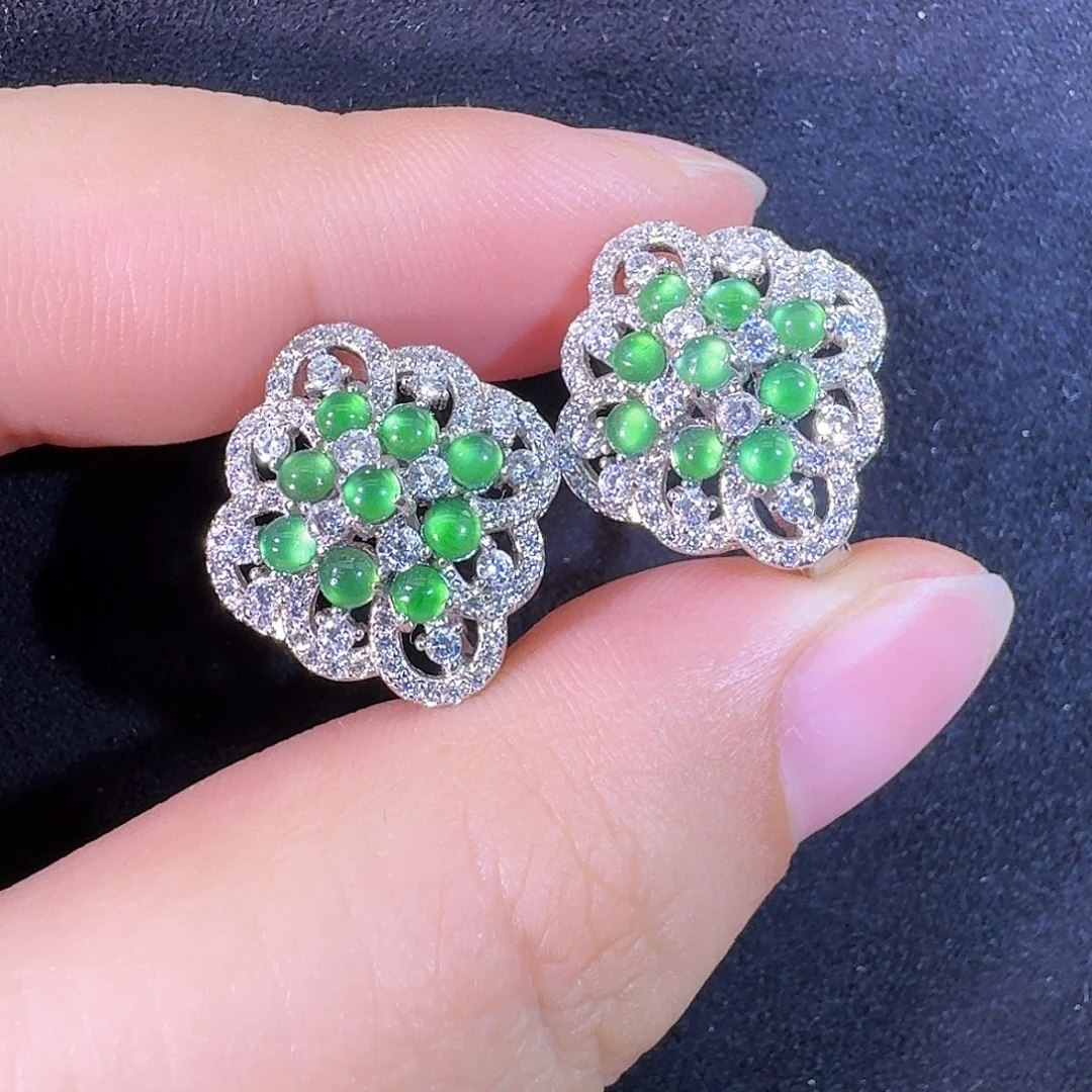 吊坠(不含链)银S925镶嵌翡翠蛋面