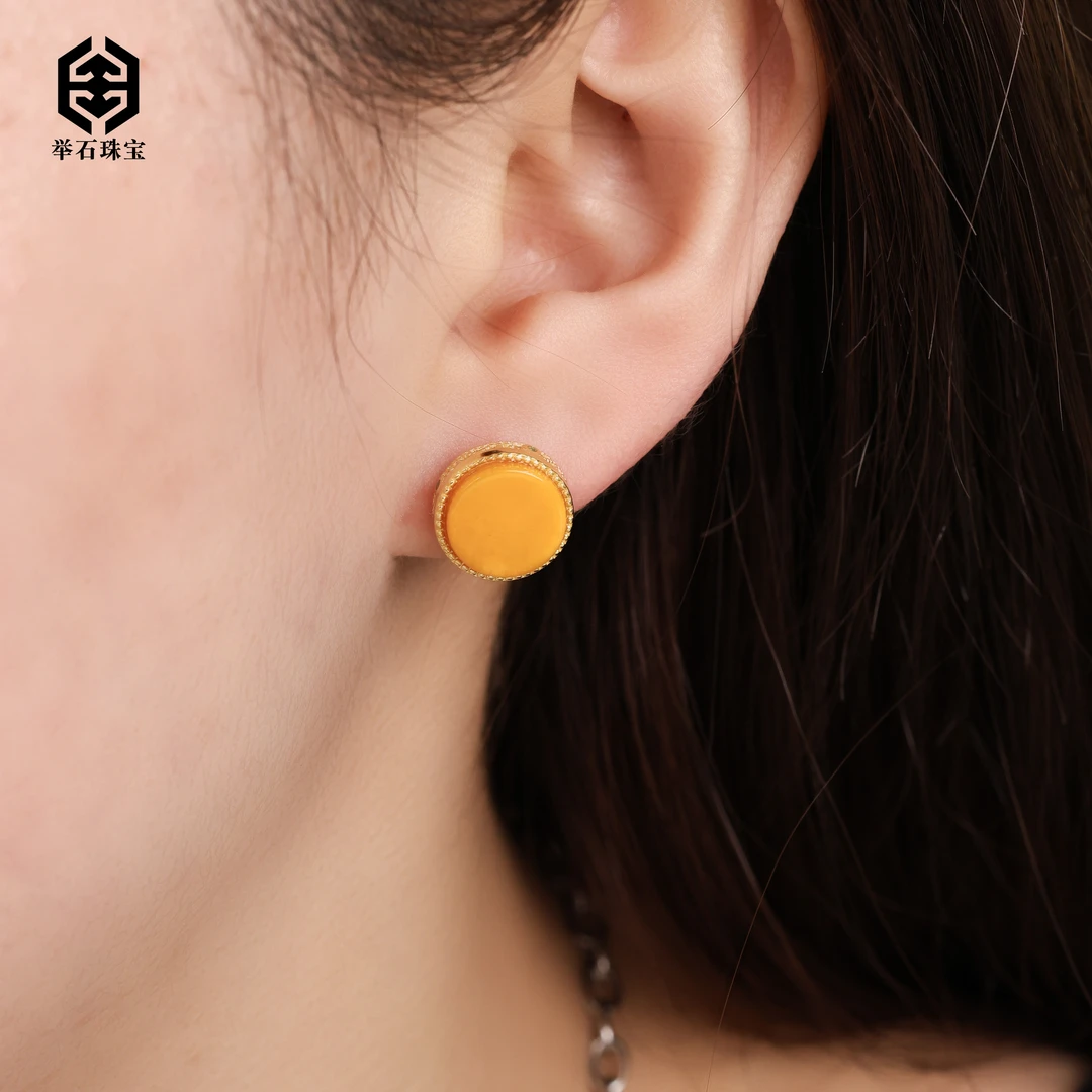 【举石珠宝】T0716-2008-134蜜蜡耳饰（一对/多样性发）K