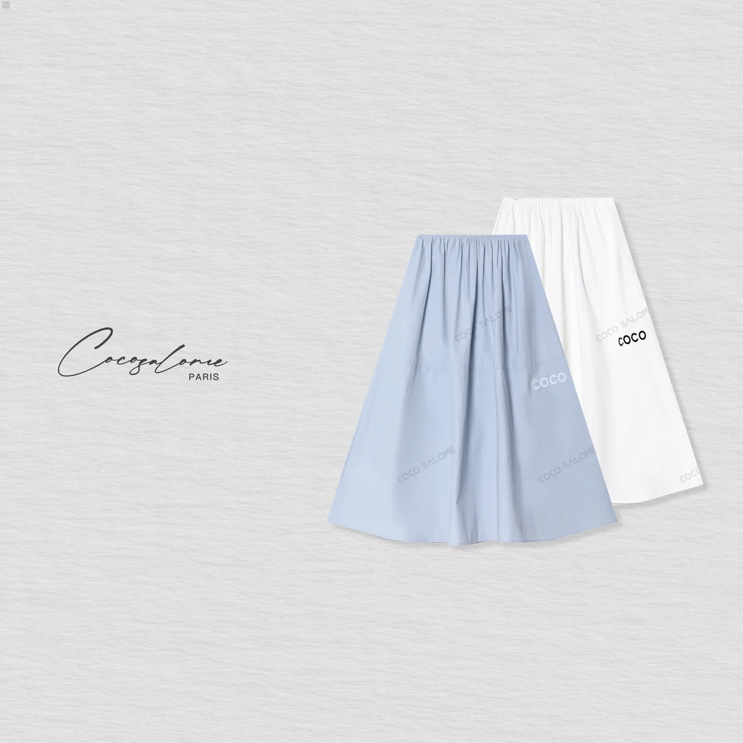 韩彬彬"夏初"100棉刺绣设计减龄百搭透气长款A字百褶半身裙1522-2