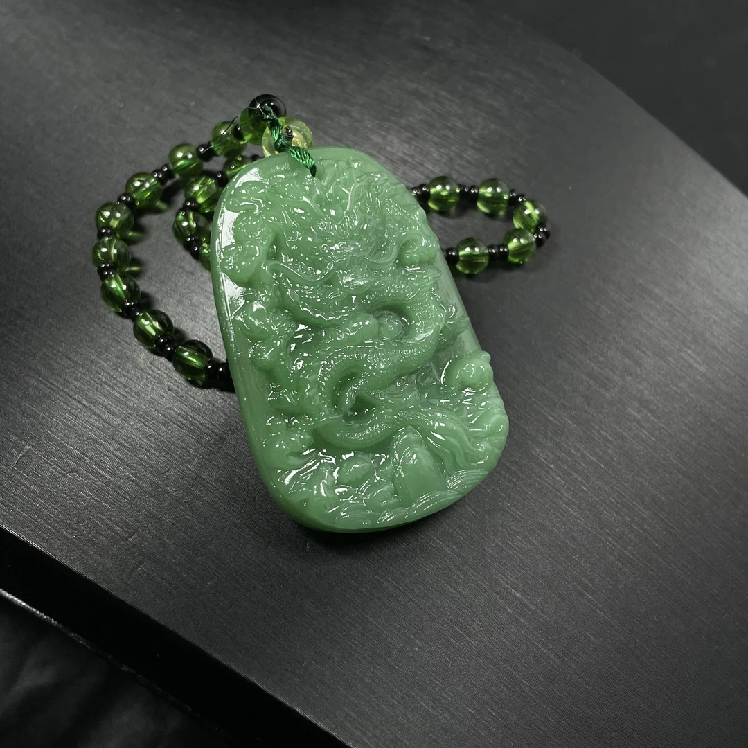 青龙守曜光波万寿石款吊坠