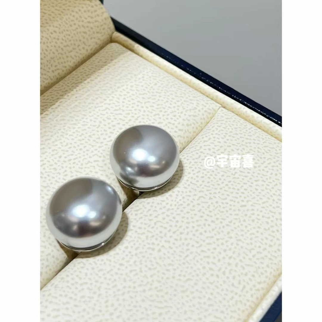 铜合金仿珍珠耳饰 E5-061【星球冰灰贝珠字母耳钉】