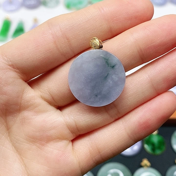 翡翠18K金镶嵌颈饰翡翠吊坠