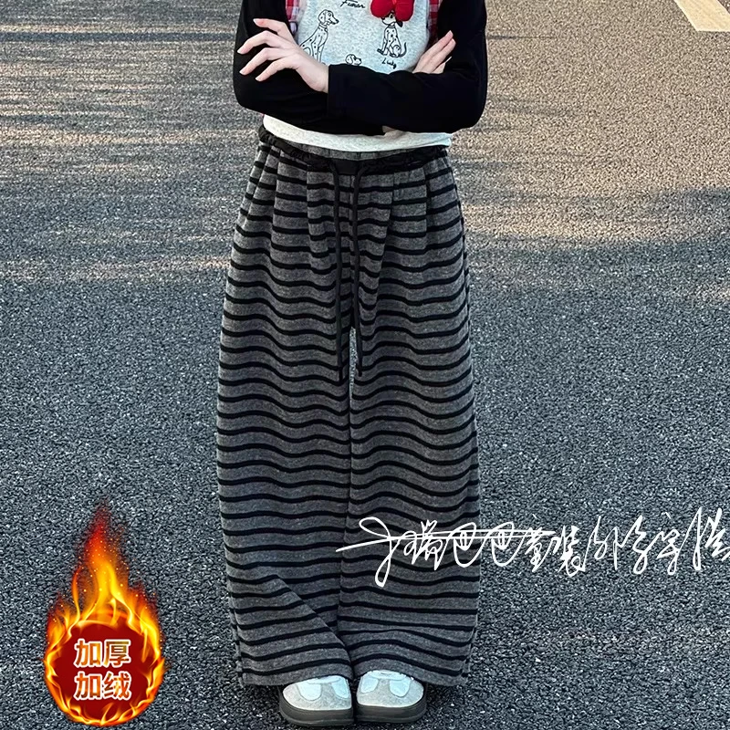 女童加绒裤子秋冬2025冬季新款韩版中大童秋装阔腿裤外穿长裤潮流