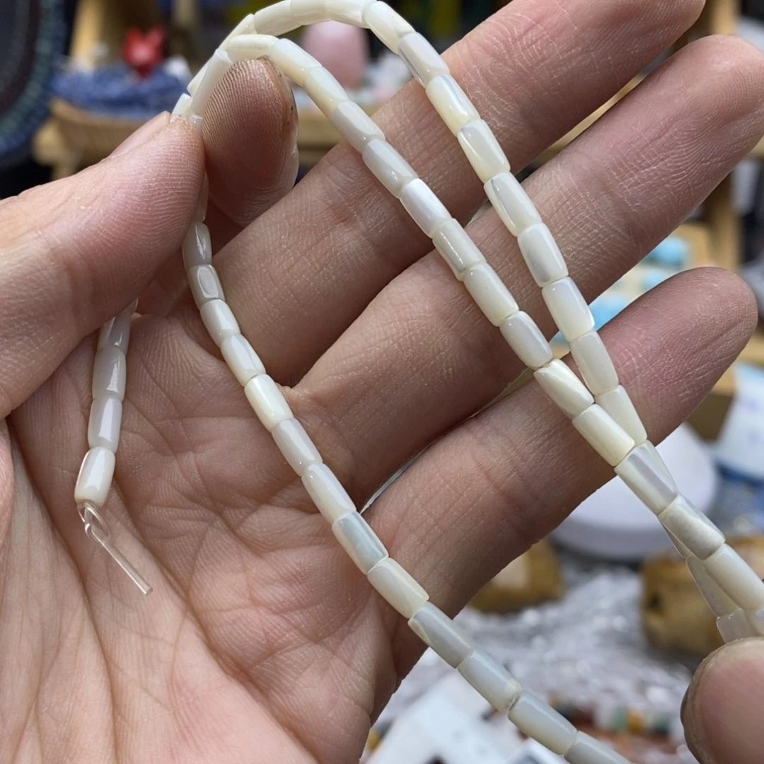 玛瑙/玉髓未镶嵌珠宝半成品一条天然3×6白蝶贝细管X113
