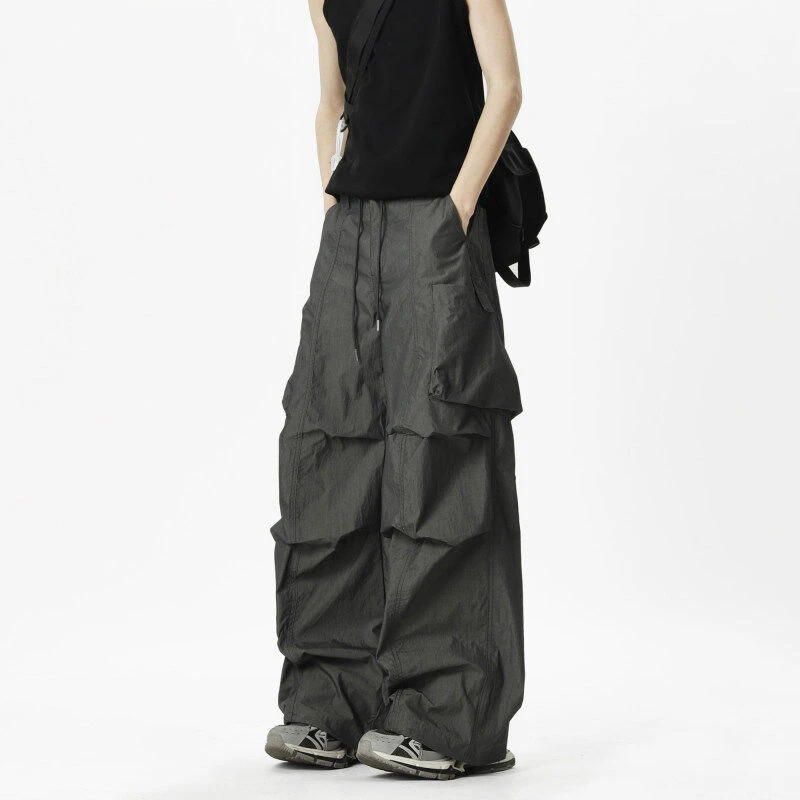 美式阔腿伞兵工装裤男夏季薄款宽松休闲运动高街痞帅速干冲锋裤子