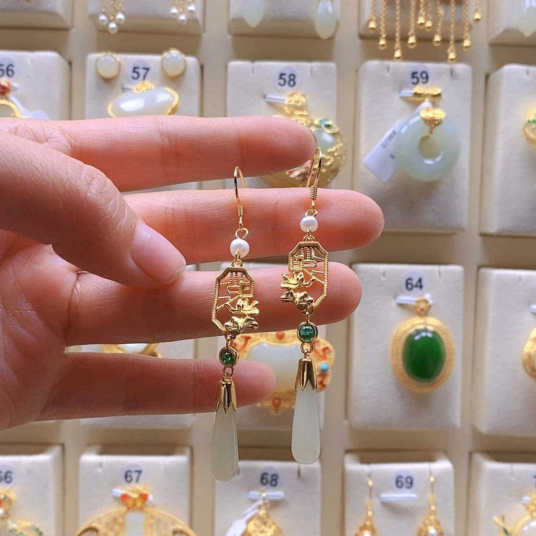 和田玉颈饰银S925镶嵌