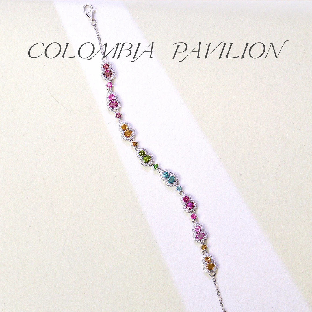 2418-K-S925银-天然碧玺手链-葫芦-3mm*4mm*8颗+3mm*8颗