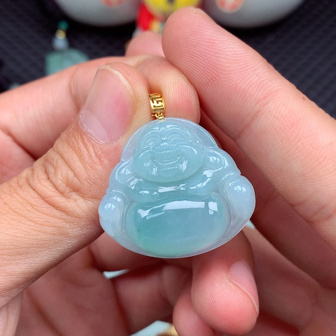 吊坠(不含链)18K金镶嵌翡翠