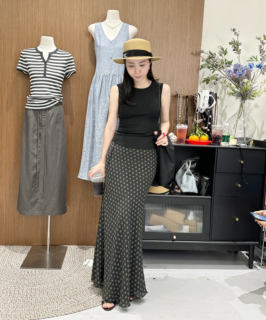 【NO退NO换】鑫燃KIKI 复古气质小雏菊显瘦半身裙 5108 WU