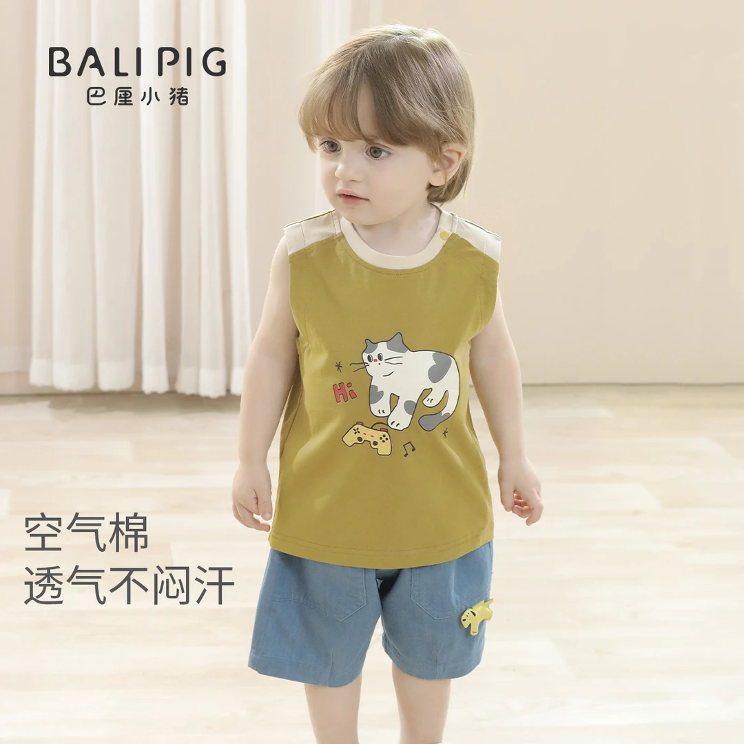 儿童背心男童2025新款夏季无袖薄款T恤小男孩夏款上衣男宝宝衣服