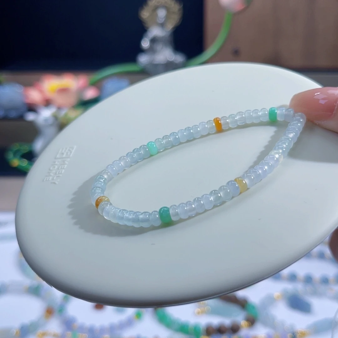未镶嵌手链翡翠缅料4.5算盘珠