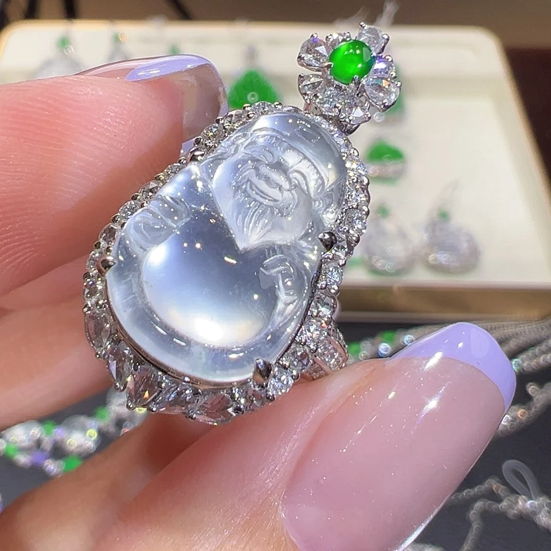 翡翠18K金镶嵌戒指两用款