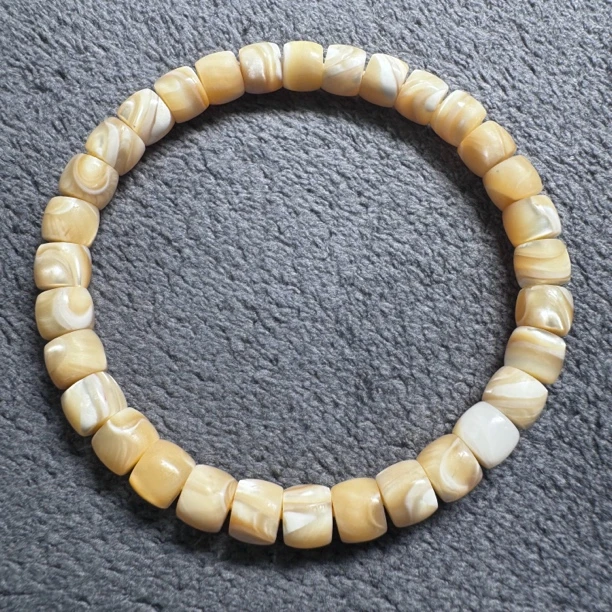 非金属仿珍珠手链 【茗静】螺钿工艺贝手串 直径7 纹理漂亮工艺精致