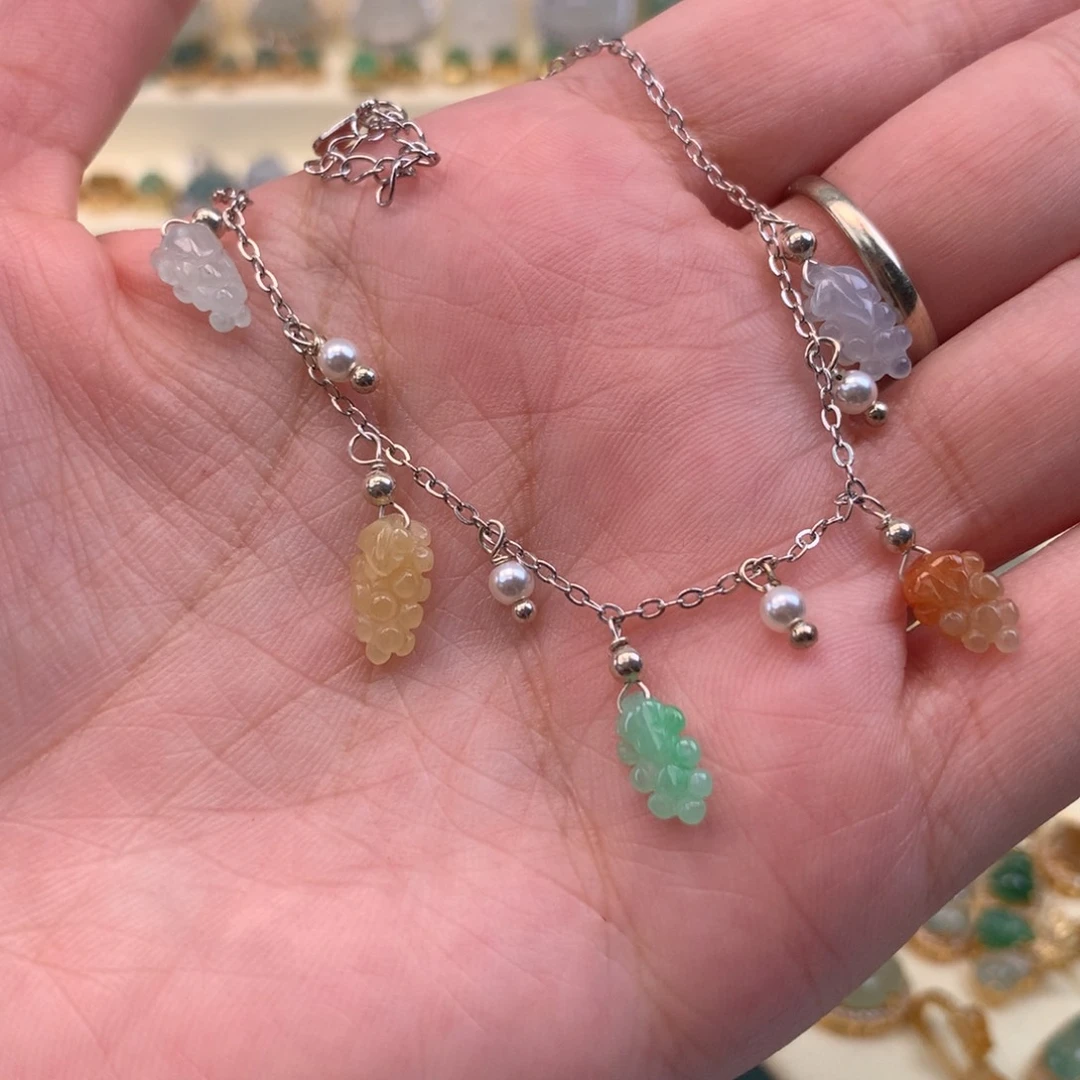 翡翠银S925镶嵌颈饰手链