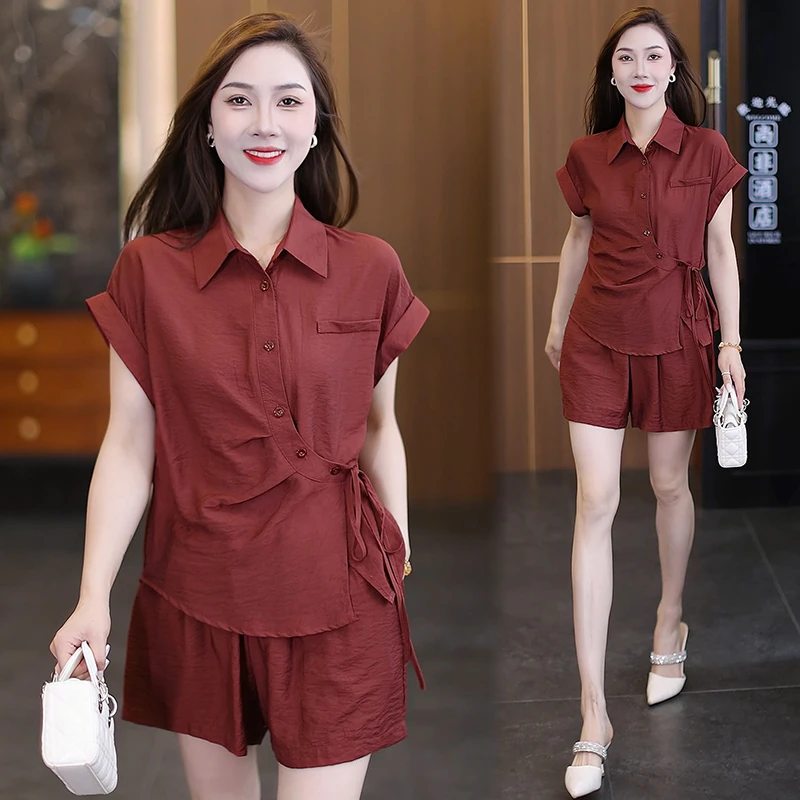 衬衫休闲风减龄气质时尚套装中国风街头风夏季时尚2025潮流减龄女