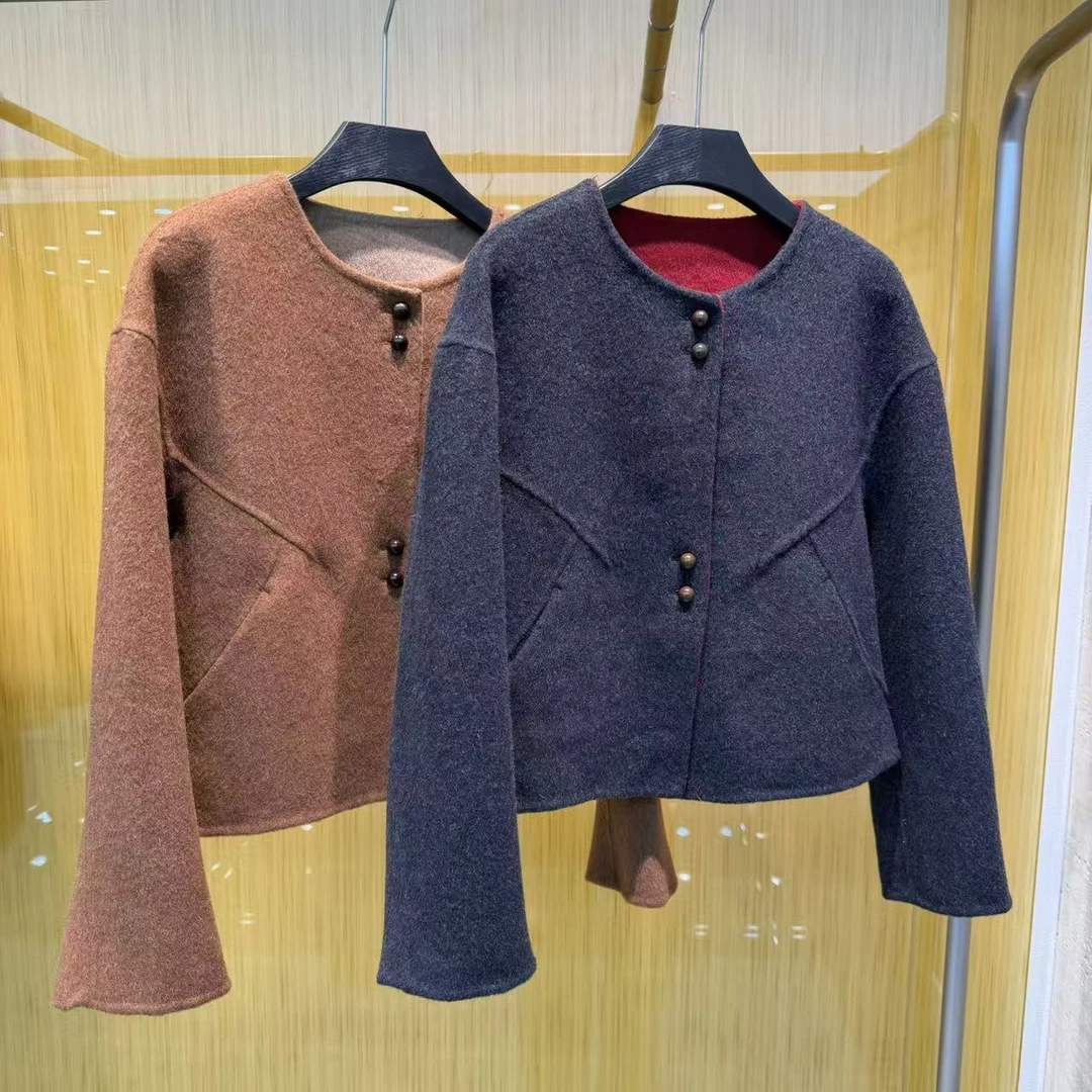 【长卿】2026高奢系列 羊毛骆驼绒时尚女士气质外套D1392