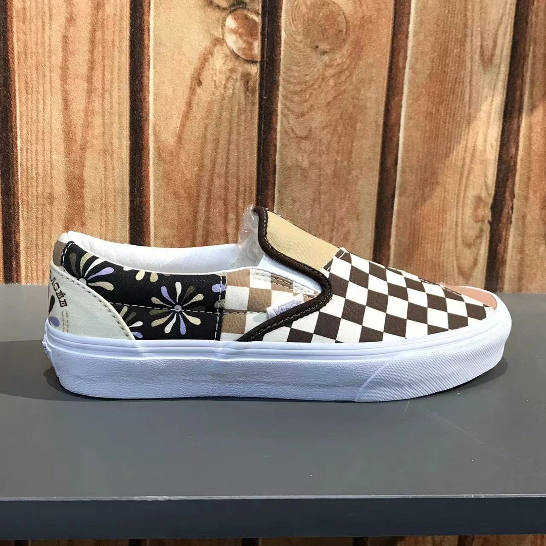 Vans 夏季拼接鸳鸯一脚蹬百搭男女同款休闲帆布板鞋子VN0A7Q4NAS0