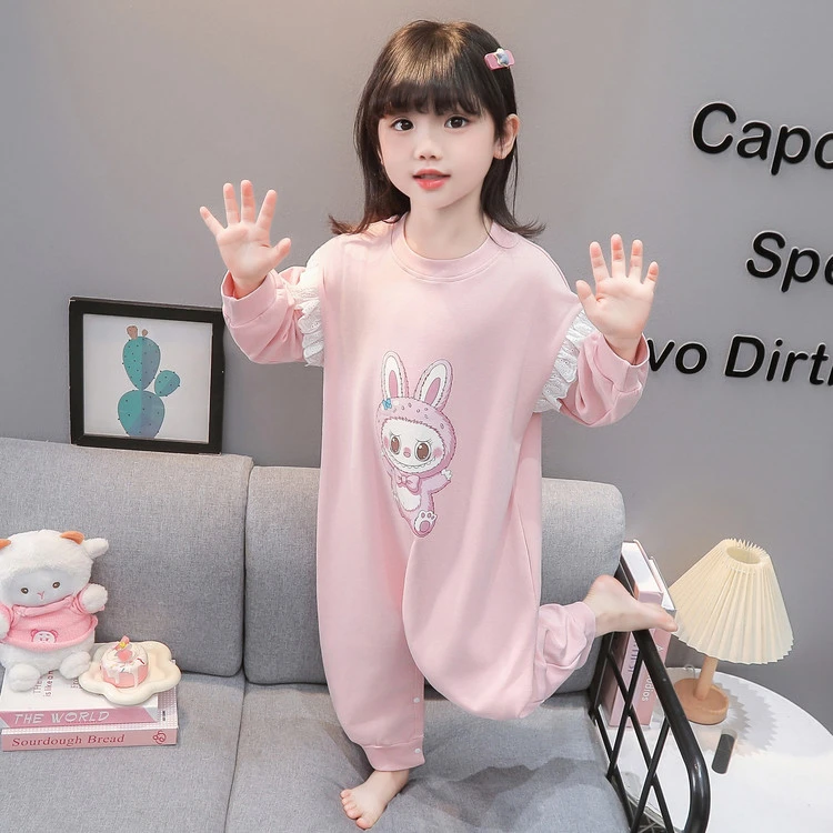 好看儿童连体睡衣春秋款A类纯棉卡通拉布布2岁小女孩宝宝婴儿睡袋