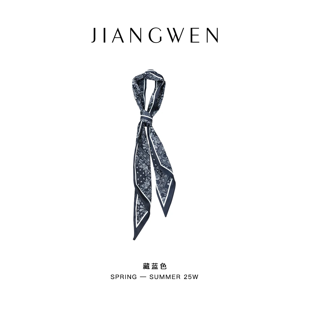 【JIANGWEN】长条丝巾腰果花丝巾飘带