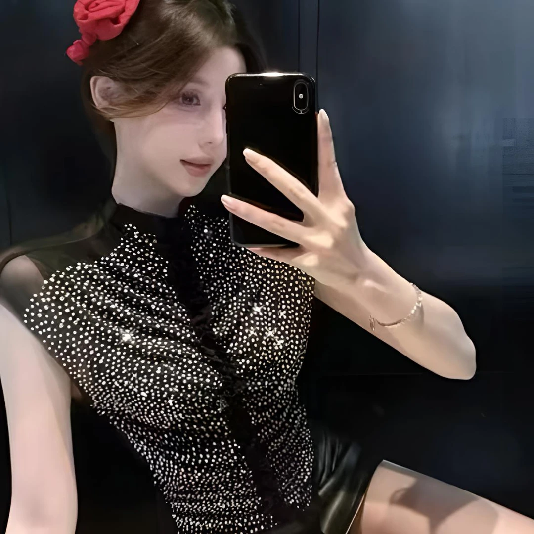 飞哥家重工满钻夏季短袖洋气百搭立领