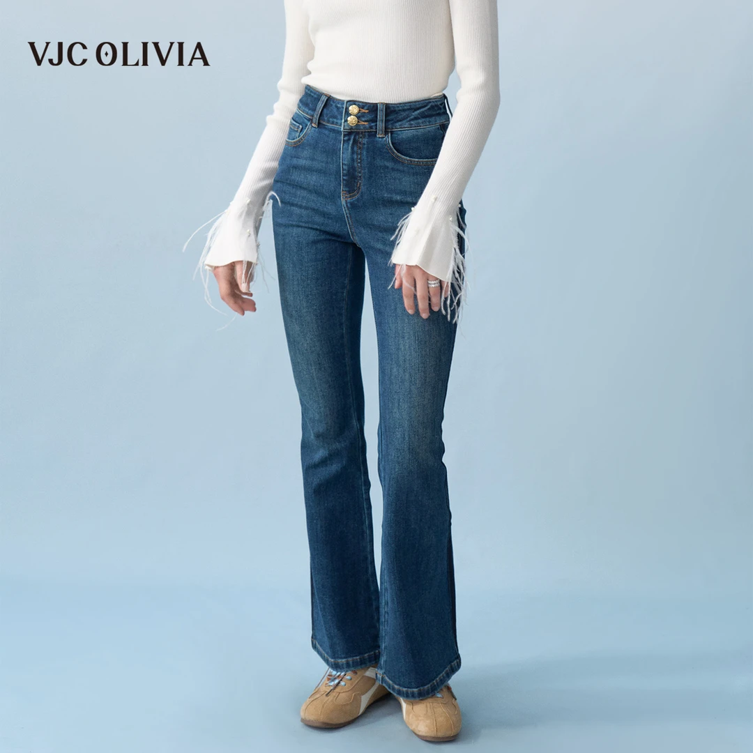 VJC OLIVIA轻奢女装休闲修身显瘦女款牛仔裤女款V24DO3680